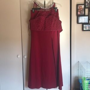 Maroon two piece prom dress